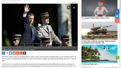 Şeful forţelor armate franceze a demisionat după o dispută cu preşedintele Macron: 