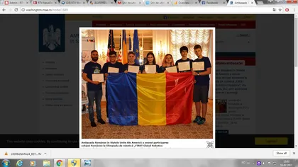 Ambasada României în SUA a onorat participarea echipei ţării noastre la Olimpiada de robotică prin acordarea de Diplome de Excelenţă