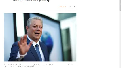 Al Gore, fostul vicepreşedinte american: Preşedinţia lui Trump ar putea să se termine prematur