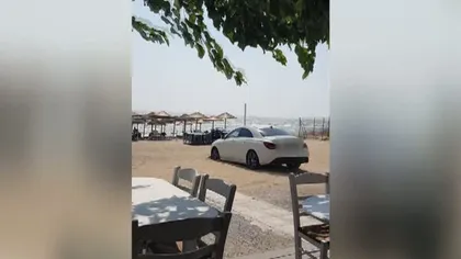 Cocalar român blocat cu maşina pe o plajă din Grecia VIDEO