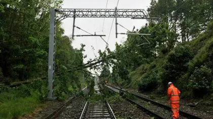 Trafic feroviar blocat între Băile Tuşnad şi Bicsadu Oltului din cauza unor copaci căzuţi pe firele de contact