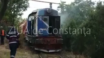 Locomotivă în flăcări, în portul Constanţa VIDEO