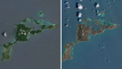 Distrugerile Uraganului Irma se văd din satelit. Cum arată insulele măturate de ciclon, ÎNAINTE şi DUPĂ