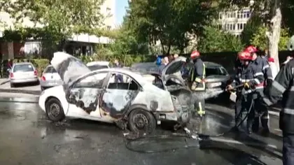 O maşină a explodat în centrul Braşovului. Şoferul a fost rănit