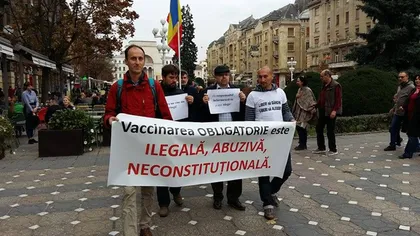 Protest împotriva vaccinării obligatorii a copiilor, la Timişoara VIDEO