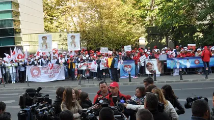 Protest Sanitas în Capitală împotriva modificării Legii salarizării şi transferului contribuţiilor de la angajatori la angajaţi