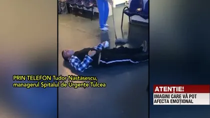ANCHETĂ la Spitalul Judeţean Tulcea. Un pacient zace pe jos la Urgenţe, ignorat de o infirmieră ce spală cu mopul pe lângă el VIDEO