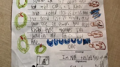 Scrisoare uluitoare pentru Moş Crăciun. Mesajul unui băiat de 6 ani, viral pe Internet: Fac acest lucru pentru şcoală