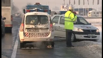 Accident pe DN1, între Sinaia- Braşov. O maşină s-a izbit de un cap de pod