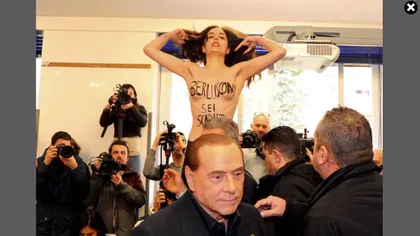 Alegeri în Italia. O femeie a protestat topless faţă de Berlusconi, numindu-l 