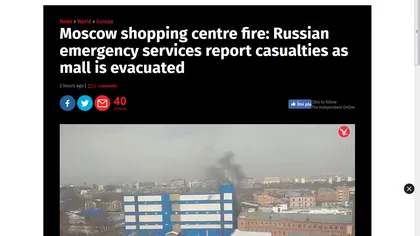 Incendiu într-un mall din Moscova. Sunt multe victime, inclusiv copii UPDATE, FOTO şi VIDEO