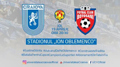 CSU Craiova - FC Botoşani 5-1 în prima manşă din semifinalele Cupei României VIDEO