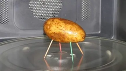 Ce se întâmplă dacă pui un cartof cu scobitori în microunde. Descoperirea, făcută de un copil