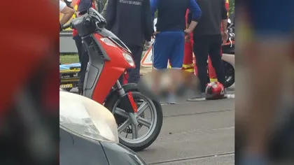 Accident în Capitală. Bărbat pe scuter, lovit în plin de un autoturism
