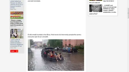 Bucurie insolită: Mai mulţi tineri s-au plimbat cu salteaua pneumatică pe străzile inundate din Târgu-Jiu VIDEO