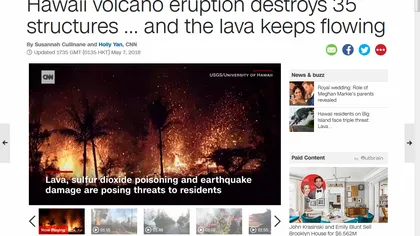 Vulcanul Kilauea din Hawaii a erupt spectaculos. Zeci de locuinţe au fost distruse VIDEO