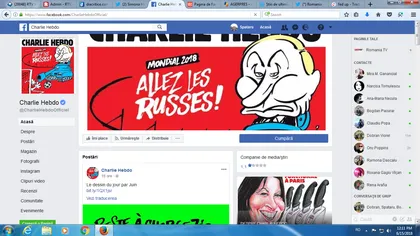 Românii au scăzut dramatic rating-ul paginii de Facebook a revistei Charlie Hebdo. Oamenii sunt furioşi din cauza caricaturii cu Halep
