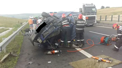 Accident GRAV pe Autostrada Sibiu - Orăştie: un mort şi cinci răniţi, după ce două autoutilitare s-au ciocnit UPDATE