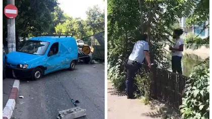 Un tânăr a ameninţat că se aruncă în Dâmboviţa după ce a provocat un accident în Bucureşti. Motivul, halucinant FOTO