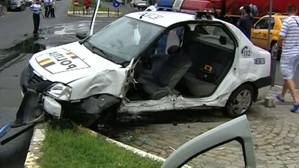 Accident cu maşina Poliţiei, în Capitală