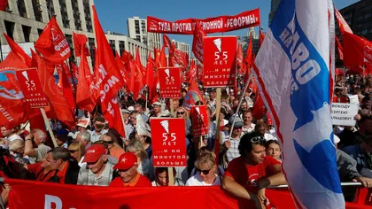 Proteste în Rusia. Mii de persoane au manifestat împotriva proiectului de creştere a vârstei de pensionare