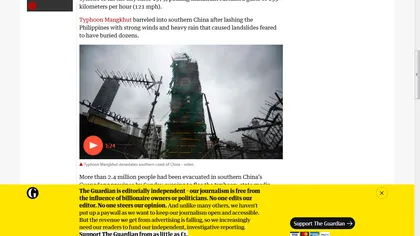 Taifunul Mangkhut din China face victime. Patru persoane şi-au pierdut viaţa