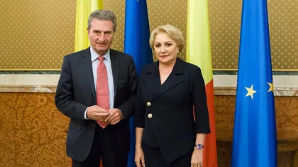 Dăncilă s-a întâlnit cu comisarul european pentru buget. Oettinger: Vreau să contribui la promovarea intrării României în Schengen