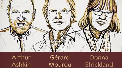 Premiul Nobel pentru Fizică 2018, câştigat de Arthur Ashkin, Gerard Mourou şi Donna Strickland