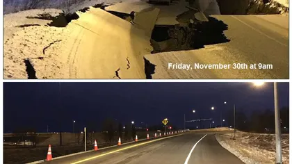 O şosea devastată de cutremur în Alaska, reparată în 4 ZILE. Postarea virală de pe internet: înainte şi după FOTO