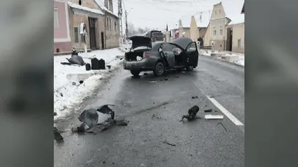 Accident grav în Sibiu. Şoferul a adormit la volan VIDEO