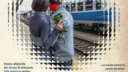 CFR Călători, ofertă pentru îndrăgostiţi: Bilete de tren la jumătate de preţ de Valentine's Day şi Dragobete
