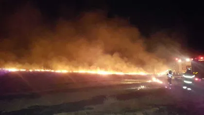 Incendiu de vegetaţie uscată în Buzău: patru sute de hectare, cuprinse de flăcări