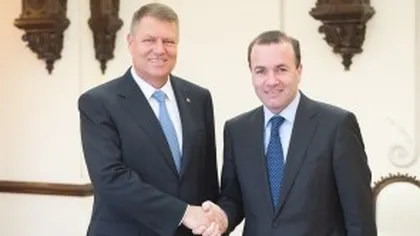 Manfred Weber şi Klaus Iohannis la summit-ul liderilor locali şi regionali ai PPE, la Bucureşti