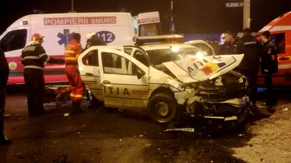 Accident rutier în care a fost implicată o maşină de poliţie, la Oraviţa