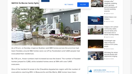 Inundaţii în Quebec cum n-au mai fost de o jumătate de secol. Peste 1.500 de persoane au fost evacuate