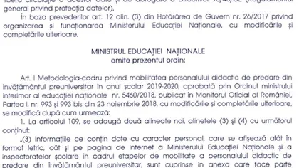 Titularizare 2019. Un alt ordinul semnat de Andronescu a fost întors de la publicarea în Monitorul Oficial