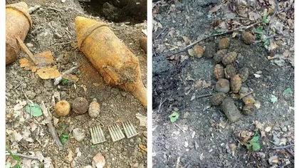 Bombe, proiectile, grenade şi cartuşe din Primul Război Mondial, descoperite la Răcoasa, în Vrancea