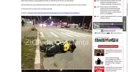 Un motociclist în stare de ebrietate a lovit o poliţistă într-un sens giratoriu din Năvodari