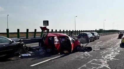 Accident cu şase maşini pe Autostrada Soarelui, pe sensul Bucureşti - Constanţa. Patru persoane au fost rănite