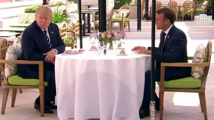 Emmanuel Macron şi Donald Trump au luat prânzul împreună FOTO