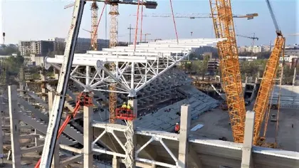 IMAGINI SPECTACULOASE! A început montarea acoperişului la Stadionul Steaua VIDEO