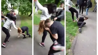 IMAGINI ŞOCANTE. Bătaie ca-n ringul MMA între două eleve din Bucureşti. Scenele HALUCINANTE, filmate de colegi VIDEO