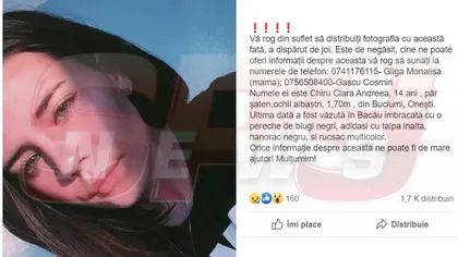 Fata de 14 ani din Bacău care a dispărut şi care rudele bănuiau că este sechestrată de proxeneţi a fost găsită