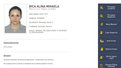 Alina Bica, dată în urmărire după condamnarea la 4 ani de închisoare cu executare