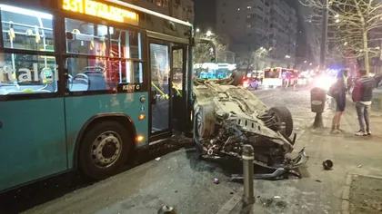 Accident pe Dorobanţi, în centrul Capitalei, cu un autobuz STB şi două autoturisme. Trei răniţi, între care un copil de 9 ani