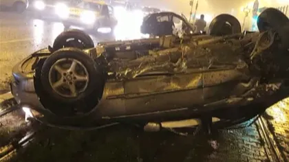 Accident grav în Bucureşti după ce doi şoferi s-au luat la întrecere VIDEO
