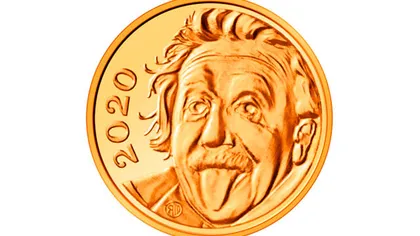 Albert Einstein cel-cu-limba-scoasă se găseşte pe cea mai mică monedă din lume
