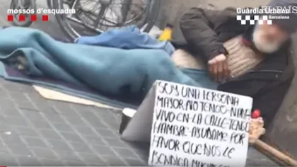 Un bătrân din România a fost exploatat şi pus la cerşit în Barcelona de alţi români VIDEO