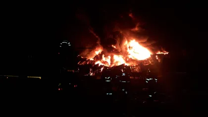Incendiu de proporţii lângă Bucureşti. La faţa locului au ajuns 16 maşini de pompieri VIDEO