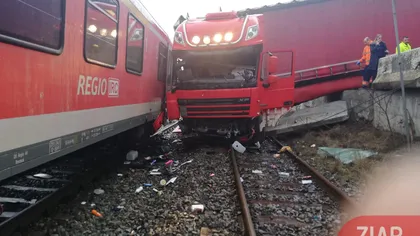 Accident feroviar în Cluj. Un TIR intrat într-un tren